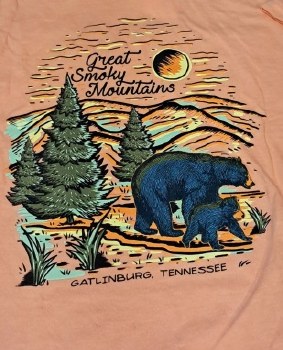 Hand Drawn Mountain Scene- Canaloupe- XS