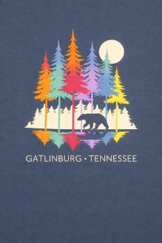 Wooden Reflection Black Bear Trees - Navy