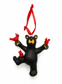 Bearfoots Bear with Cardinals Ornament