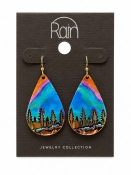 Earrings - Gold - Wooded Paint Skyline