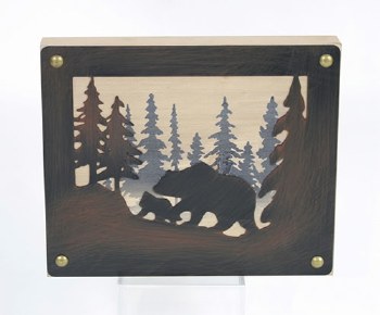 Bears & Woods Picture Metal and Wood 9x7 Wall Hanging
