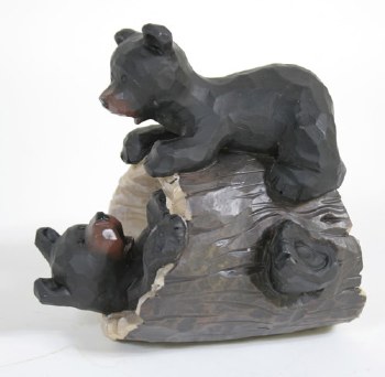 Bears Playing in Log