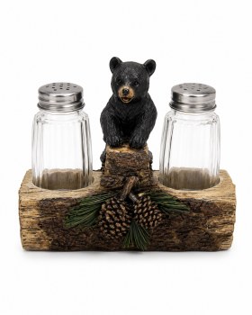 Salt & Pepper Shaker - Bear with Pine Branches