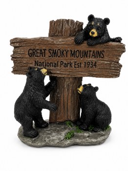 Figurine Three Bears with GSMNP Sign