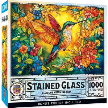 Stained Glass Glorious Hummingbird - 1000 Piece Puzzle