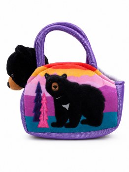 Carrier with Black Bear Plush