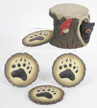 Black Bear and Cardinal Coaster Set