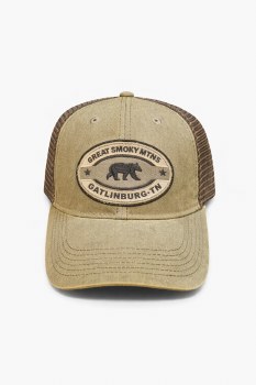 Trucker Cap - Grey Greaser - GSM Gatlinburg TN Bear Patch