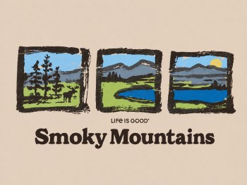 Men's Life is Good Smoky Mountains Name Drop - Birch White