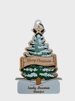 Tim Weberding Ornament- Snowy Tree Smoky Mountain Winterfest