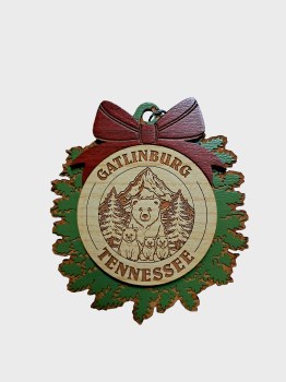Tim Weberding Ornament- Bear Wreath Gatlinburg Tennessee