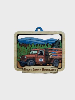 Tim Weberding Ornament- Bear Truck Scene- Great Smoky Mountains