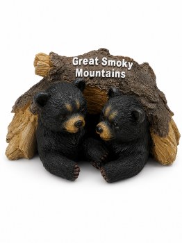 Two Bears Under Log