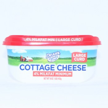 Deans Cottage Cheese 4per Cent Milk Fat Minimum Large Curd 16oz 16