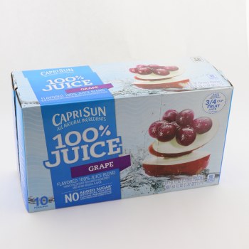 Capri-Sun 100% Juice all Natural grape Juice pouches - 10 pk (087684001110)
