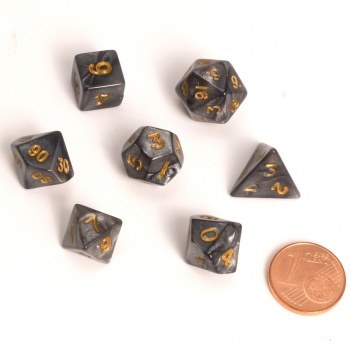 Blackfire Fairy Dice RPG Set Marbled Black (7 Dice)