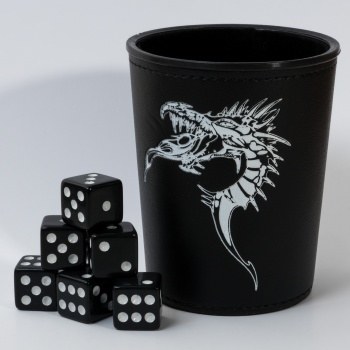 Blackfire Dice Cup / Dice Black with Dragon Emblem