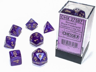 Chessex Borealis Mini-Polyhedral Royal Purple/Gold Luminary