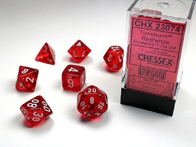 Chessex Translucent Polyhedral 7-Die Set - Red/White