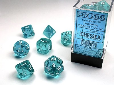 Chessex Translucent Polyhedral 7-Die Set - Teal/White