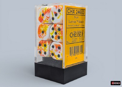 Chessex Brush Sunrise 16mm d6 Dice Block with black (12)