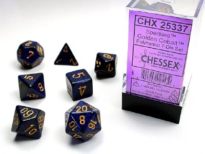 Chessex Speckled Polyhedral 7-Die Set Golden Cobalt