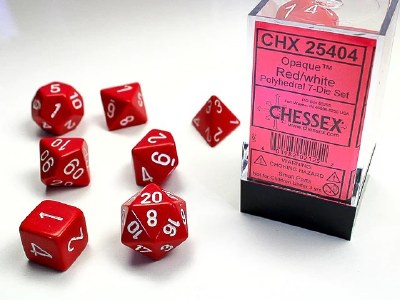 Chessex Opaque Polyhedral 7-Die Set Red/White