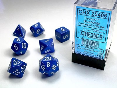 Chessex Opaque Polyhedral 7-Die Set Blue/White