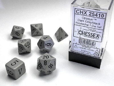 Chessex Opaque Polyhedral 7-Die Set Dark Grey/Black