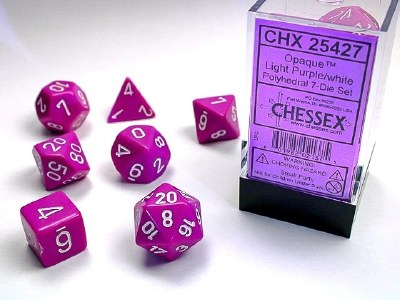 Chessex Opaque Polyhedral 7-Die Set Light Purple/White