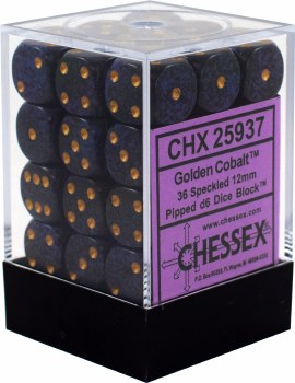 Chessex Speckled 12mm D6 Dice Block Set Golden Cobalt (36)