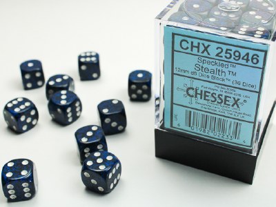 Chessex Speckled 12mm D6 Dice Block Set Stealth (36)