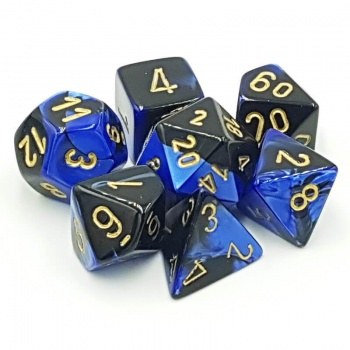 Chessex Gemini Polyhedral 7-Die Set Black-Blue w/ Gold