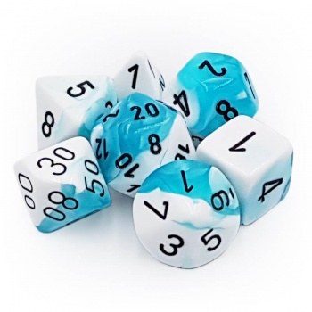 Chessex Gemini Polyhedral 7-Die Set Teal-White/Black