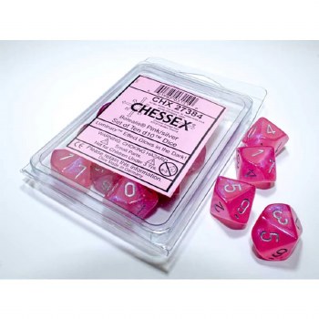 Chessex Ten D10 Dice Set - Borealis Pink/Silver