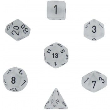 Chessex Frosted Polyhedral 7-Die Set Clear/Black