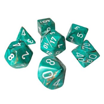 Chessex Marble Polyhedral 7-Die Set Oxi-Copper/White