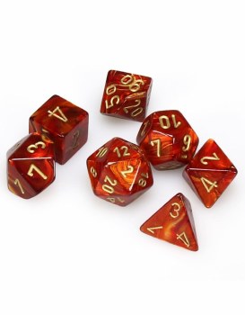 Chessex Gemini Polyhedral 7-Die Set - Scarlet/Gold Scarab