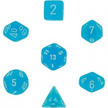 Chessex Frosted Polyhedral 7-Die Set Caribbean Blue/White