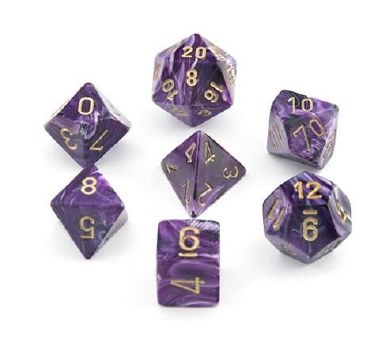 Chessex Vortex Polyhedral 7-Die Set - Purple/Gold
