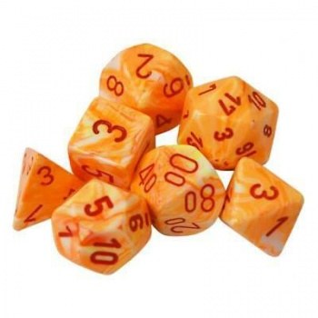 Chessex Festive Polyhedral 7-Die Set Sunburst w / Red