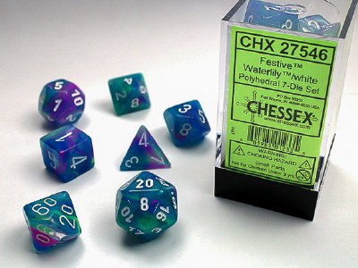 Chessex Festive Polyhedral 7-Die Set Waterlily w / White