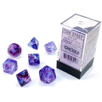 Chessex Nebula Polyhedral 7-Die Set Nocturnal/Blue Lum.