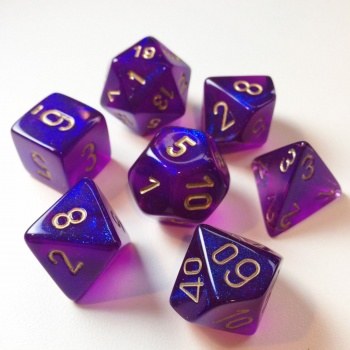Chessex Borealis Polyhedral 7-Die Set - Royal Purple/Gold