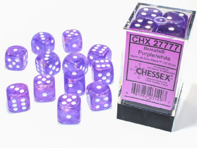 Chessex Borealis 16mm d6 Dice Set - Purple/White