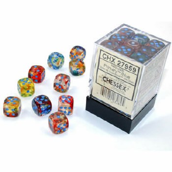 Chessex Nebula Luminary D6 Set - Primary/Blue (36)