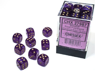 Chessex Borealis Luminary 12mm D6 Block Royal Purple/Gold