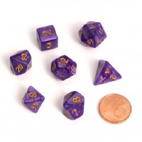 Blackfire Fairy Dice RPG Set Marbled Purple (7 Dice)