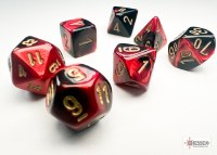 Chessex Gemini Mini-Polyhedral Black-Red/gold 7-Die Set