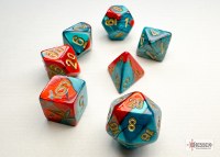Chessex Gemini Mini-Polyhedral Red-Teal / gold 7-Die Set